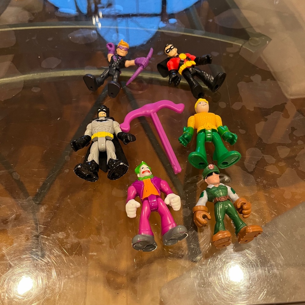 Set of 6 Imaginex Figurines, Batman, Robin, Joker, & more
